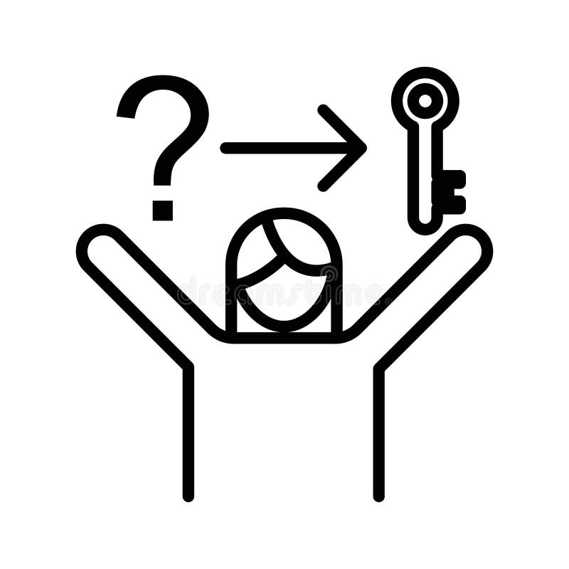 Problem solving skills linear logo mark in black and white vector illustration