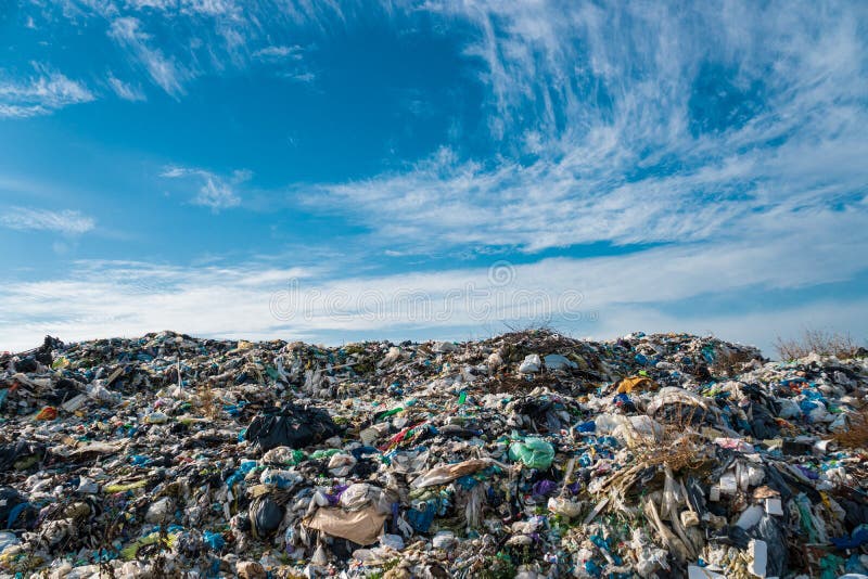 Pile of Domestic Garbage in Landfill. City Landfill. Land Pollution