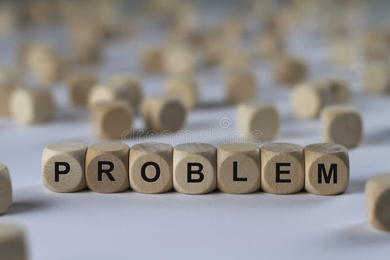 Problema - cubo com letras, sinal com cubos de madeira imagens de stock royalty free Problema - cubo com letras, sinal com cubos de madeira imagens de stock royalty free