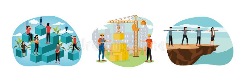 Problema di risoluzione. Risolvere i problemi e il lavoro difficile. lavoro di squadra difficile. royalty illustrazione gratis