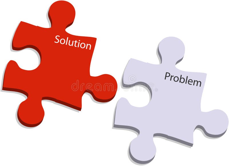 Problem and solution puzzle in white and red. Problem and solution puzzle in white and red