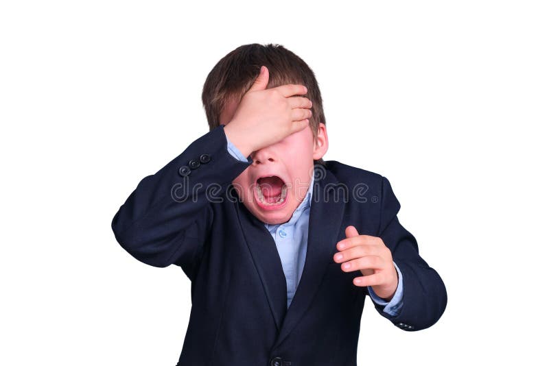 Problems with money at the boy junior schoolboy at school education stock photo