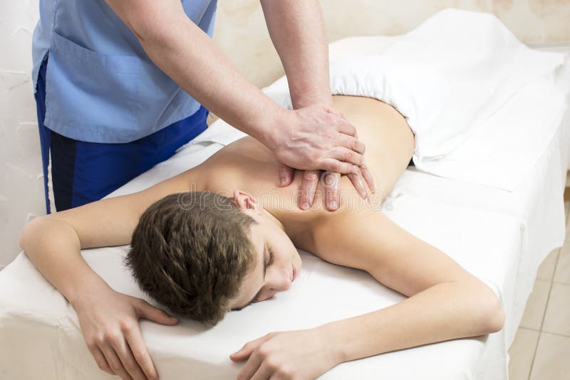 Procedure of medical medical sports body massage. People, pressure.