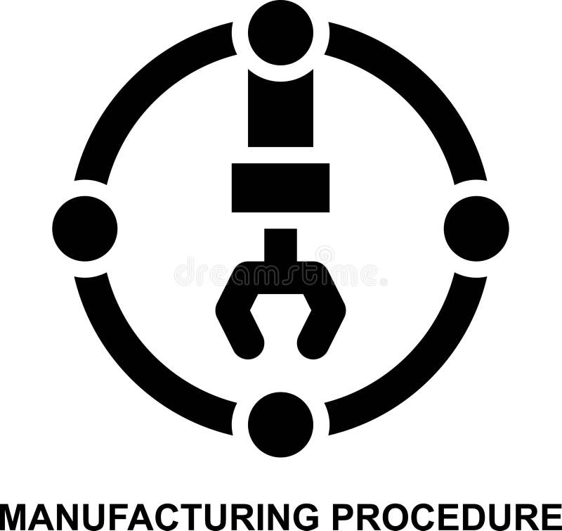 Procedură de fabricare a revoluției industriale, automatizare automată a fluxului de lucru cu glif solid vector illustration