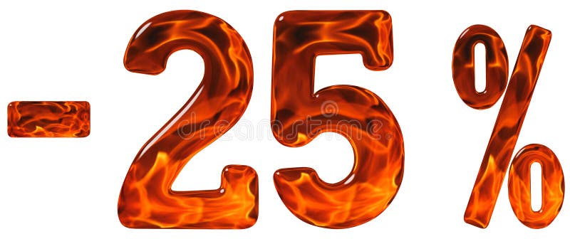Percent off. Discount. Minus 25, twenty five percent, numerals isolated on white background. Percent off. Discount. Minus 25, twenty five percent, numerals isolated on white background