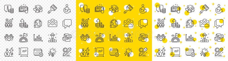 Proceso de trabajo en equipo de esquema bombilla de electricidad e iconos de línea ganadora. para aplicación web. ilustración del vector