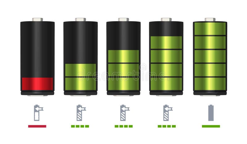 Process of recharging battery. Minimum and full charge. Vector illustration energy power battery empty and full indicator. Process of recharging battery. Minimum and full charge. Vector illustration energy power battery empty and full indicator