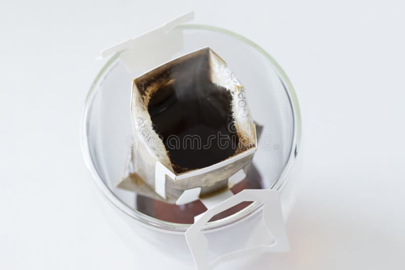 The process of brewing a drip coffee, close-up stock image
