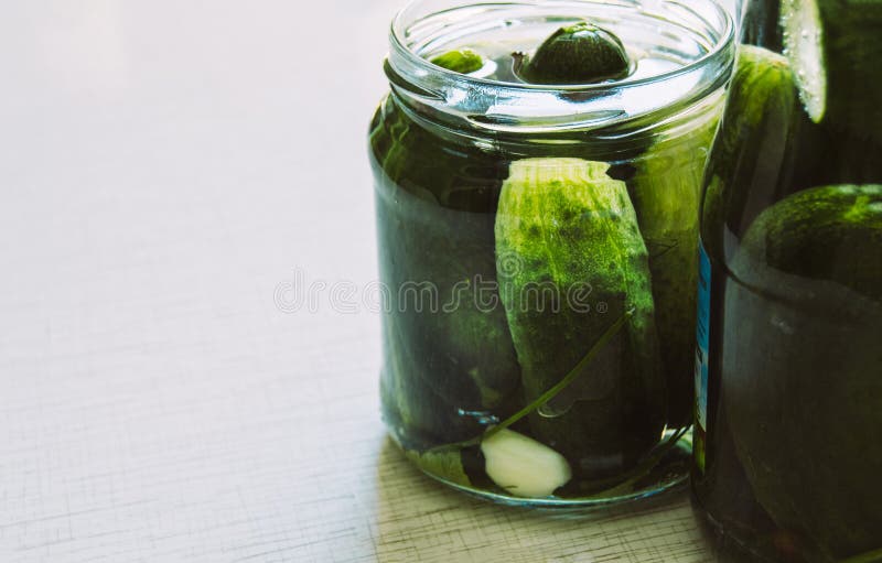 The Process of Canning Pickled Cucumbers for the Winter Stock Image