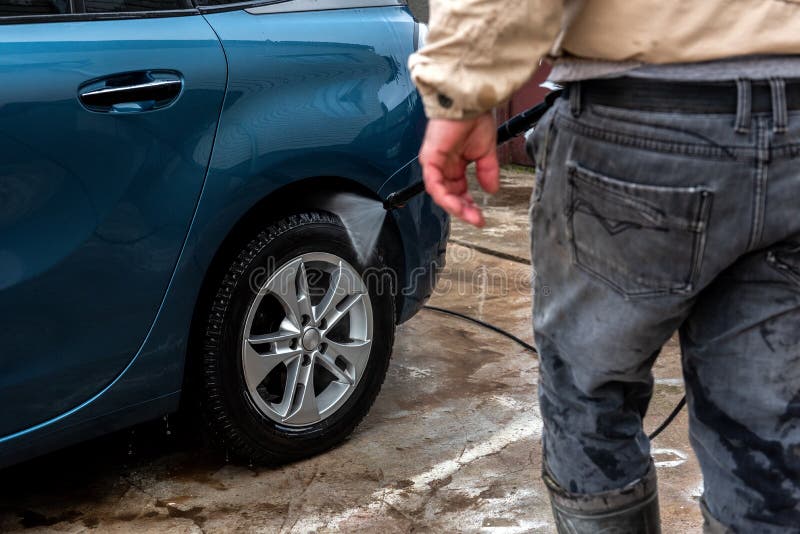 Process of Car Washing Using High Pressure Water Stock Image Image of