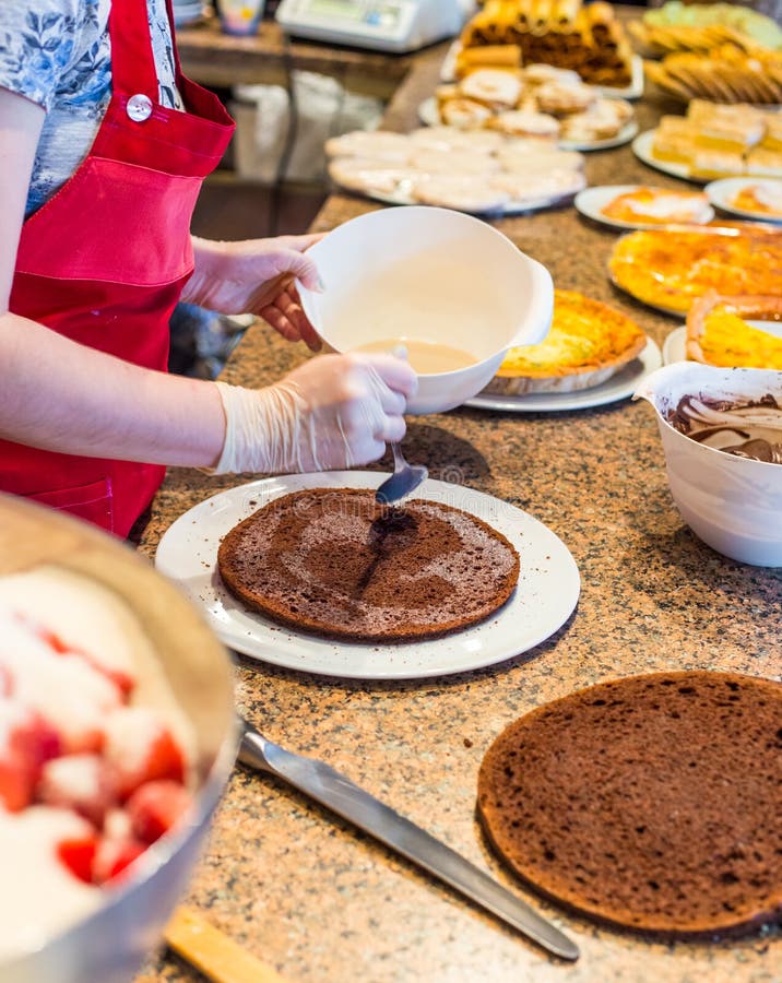 Process of Cooking Chocolate Sponge Cake Stock Image Image of dough