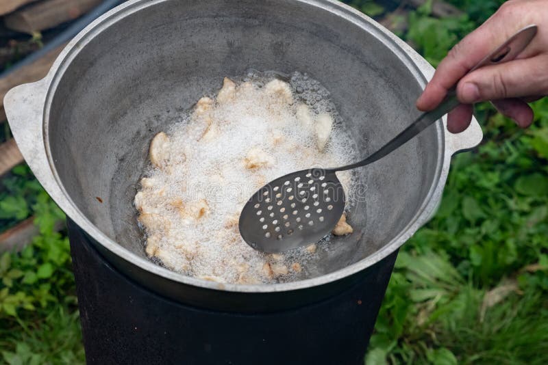 The Process of Cooking Pilaf in a Cauldron Stock Photo Image of pilau
