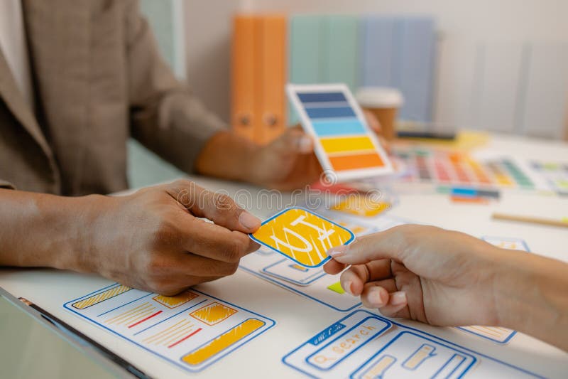 Process of creating an interface for a mobile app, user interface and experience concept, ux, ui, ux developer and ui designer, creative digital development agency