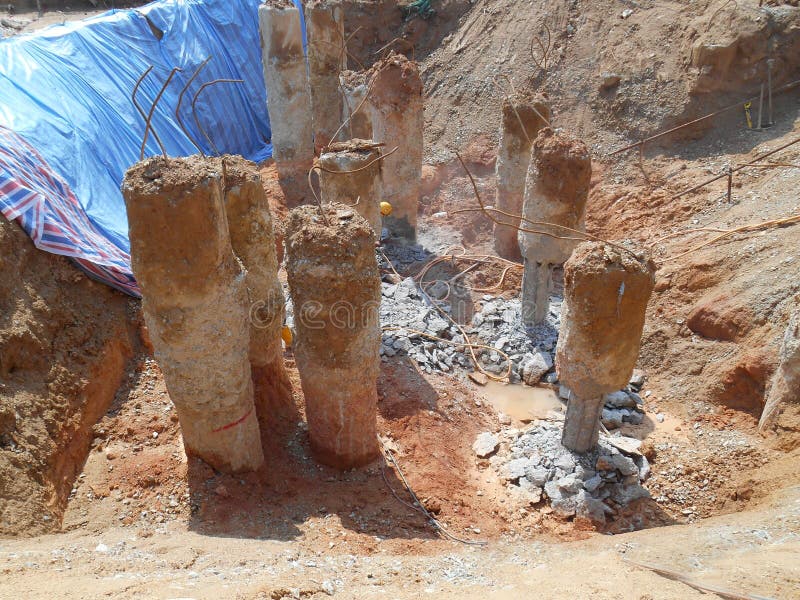 The Process of Cutting Piles after the Completion of Building