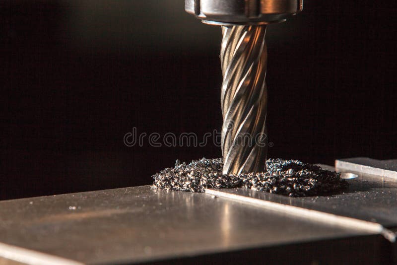 Process Drilling Steel Plate by Milling Machine Stock Photo Image of