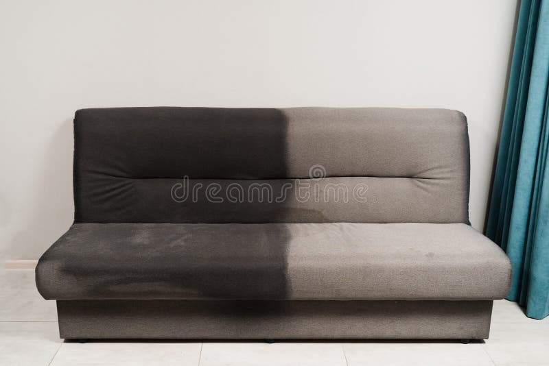 Before and after Process of Dry Cleaning Couch Using Extractor Machine