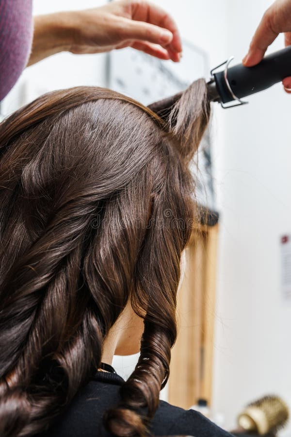 Process of Frizzle while Hairdressing Stock Photo Image of caucasian