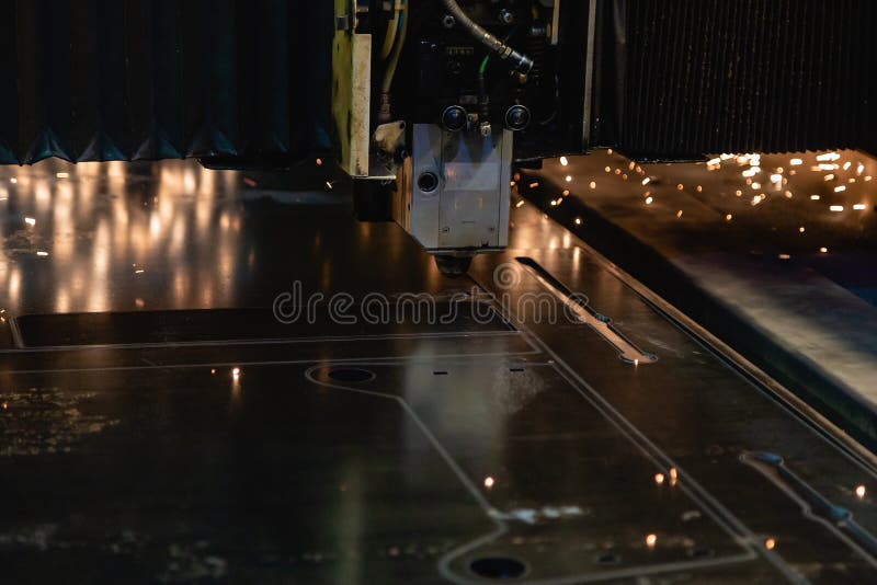 Process of Industrial Laser Cutting of Sheet Metal Stock Photo Image