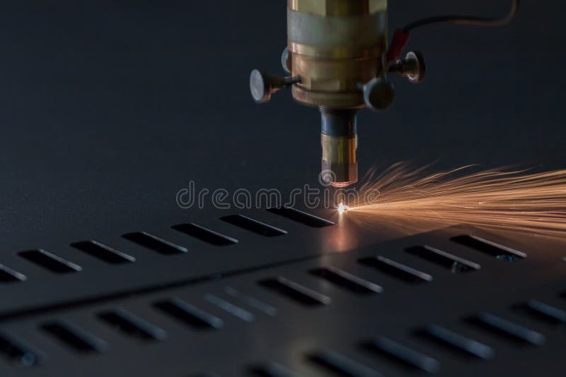 Process of Industrial Laser Cutting of Sheet Metal Stock Photo Image