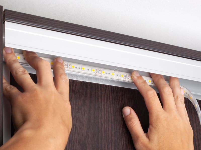 Process Installation of Decorative Led Lighting Stock Image Image of