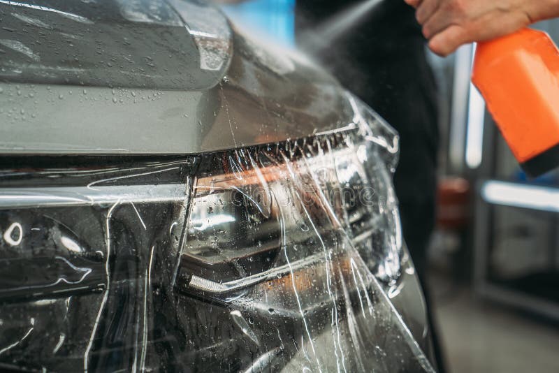 Process of Installing of Paint Protection Film or PPF on New Car in