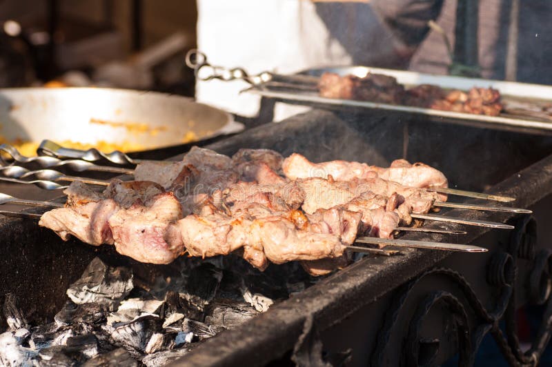 The Process of Making Barbecue Grilled Meat Stock Image Image of food