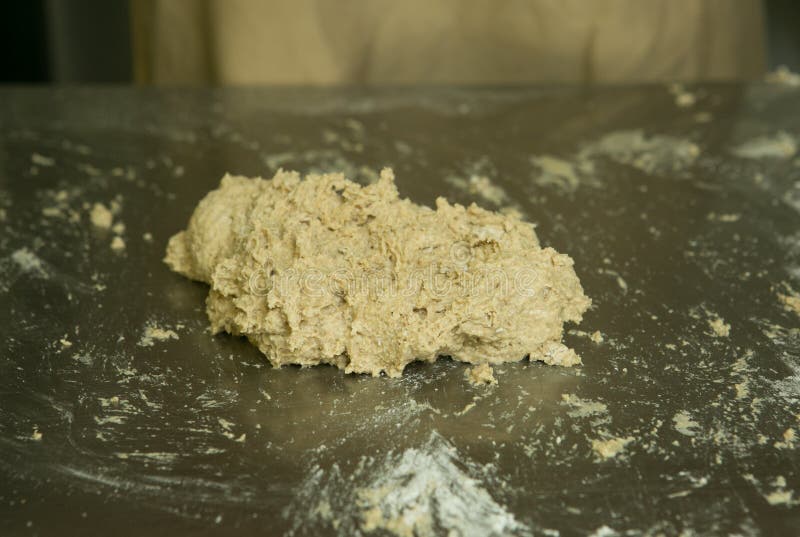 The Process of Making Bread. the Chef Kneads the Dough by Hand. All