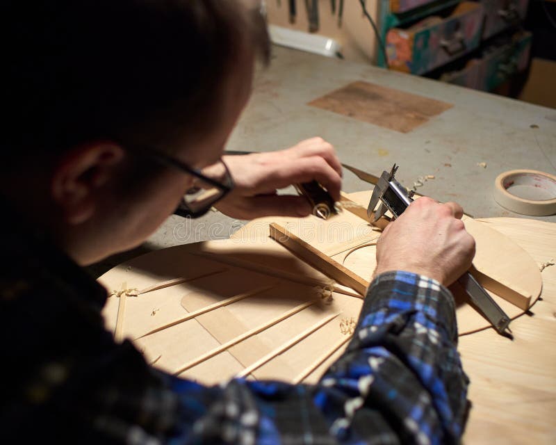 The Process of Making Classical Guitar. Stock Image - Image of