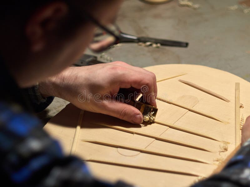 The Process of Making Classical Guitar. Stock Photo - Image of
