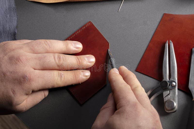 The Process of Making Leather Goods Stock Photo Image of dyeing