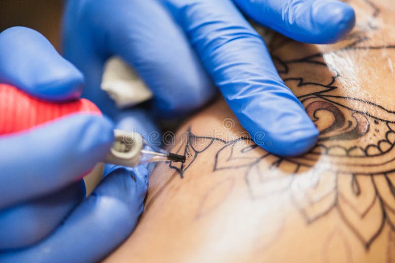 Process of Making Tattoo Closeup Stock Image Image of process