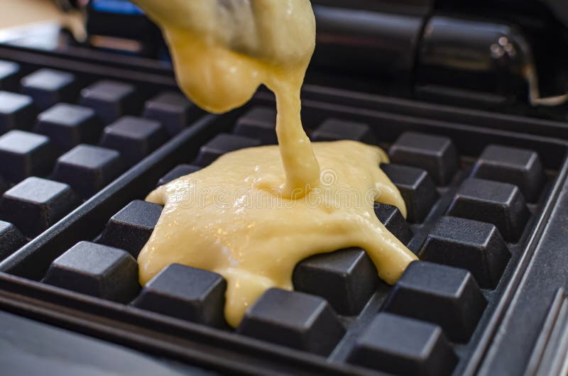 The Process of Making Waffles. Belgian Waffles Cooking Process Stock Image Image of toaster