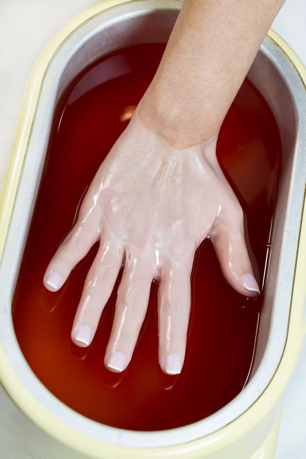 Process Paraffin Treatment of Female Hands Stock Photo Image of