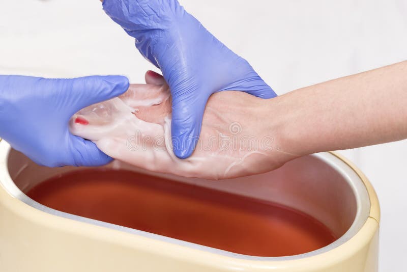 Process Paraffin Treatment of Female Hands Stock Photo Image of