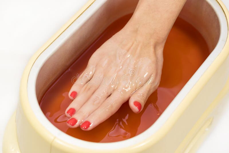 Process Paraffin Treatment of Female Hands Stock Photo Image of nail