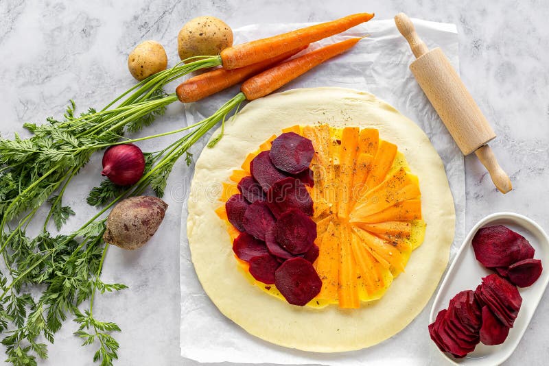 Step by Step Recipe of Savory Root Vegetable Galette. Step 3. Stock