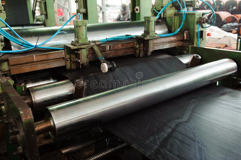 The Process of Rolling Rubber in Rubber Production Stock Image Image