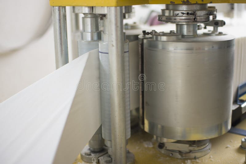 Process of Various Paper Products Manufacturing Indoors Stock Image