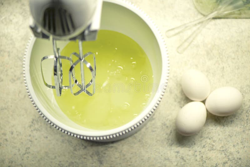 The Process of Whipping Egg Whites with a Hand Mixer. Process of Making