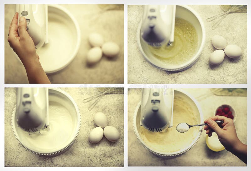 The Process of Whipping Egg Whites with a Hand Mixer. Process of Making