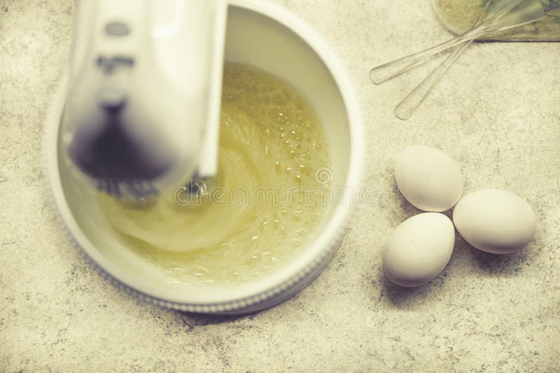 The Process of Whipping Egg Whites with a Hand Mixer. Process of Making