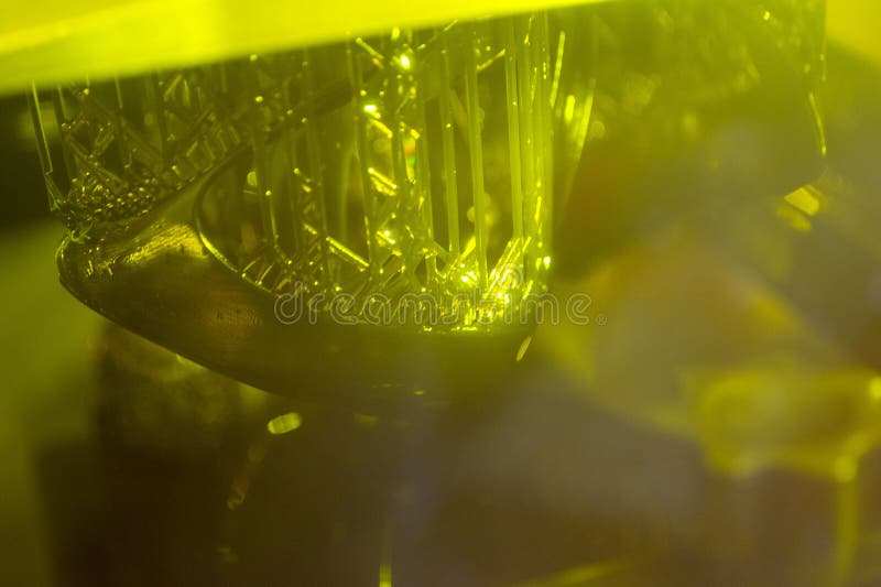 Process working 3D printer close-up. 3D printing from liquid material close-up. royalty free stock photography