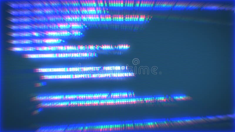 The process of writing a digital code by a programmer in a programming. Language, glowing letters and numbers. Making computer programs blue background. Computer binary program code video