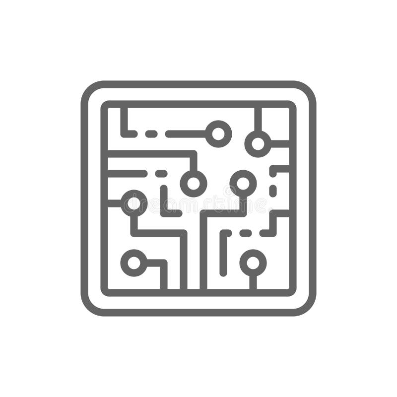 Processador central, chip de computador, circuito eletr?nico, linha ?cone do processador ilustração do vetor Processador central, chip de computador, circuito eletr?nico, linha ?cone do processador ilustração do vetor