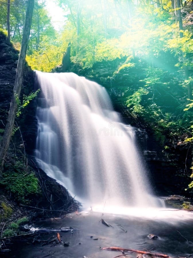 The main Bushkill Falls water flowing fast