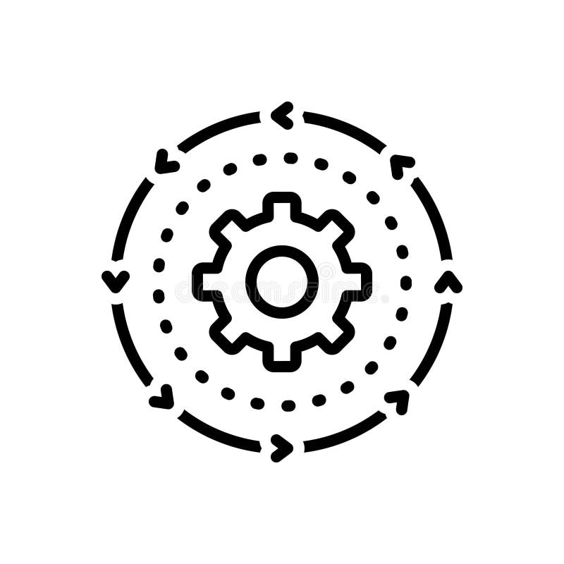 Black line icon for Processing, workflow and repeat vector illustration