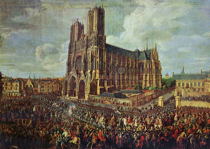 Procession of Louis XV of France after his coronation in Notre-Dame de Reims, 1722. Painted by Pierre-Denis Martin. King denis stock images, royalty-free photos and pictures