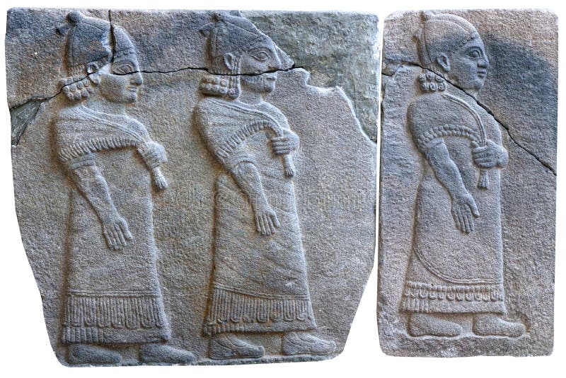 Procession of palace officials - ancient stone bas-relief