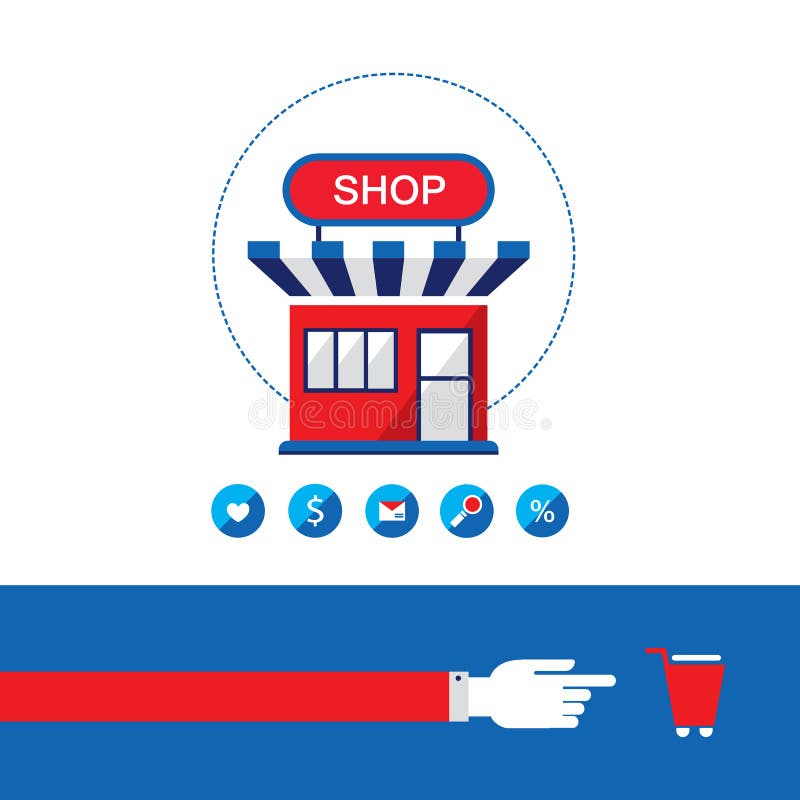 Processo de compra A loja, compra e vende seus produtos Conceito em linha do negócio ilustração do vetor Processo de compra A loja, compra e vende seus produtos Conceito em linha do negócio ilustração do vetor