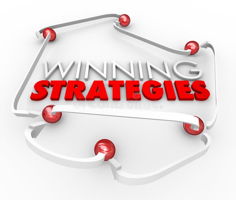 WInning Strategies words in 3d letters in a game plan or diagram of steps to follow to achieve success or win the competition. WInning Strategies words in 3d letters in a game plan or diagram of steps to follow to achieve success or win the competition